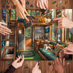 TangComplete Forest House room scene evokes warmth for immersive puzzles.