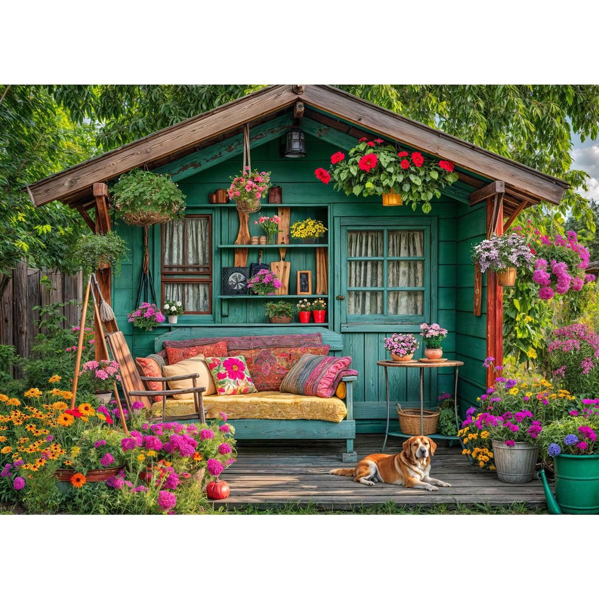 TangMosaic flower house 1000-piece puzzle for family game night and shared fun.