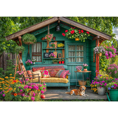 TangMosaic flower house 1000-piece puzzle for family game night and shared fun.
