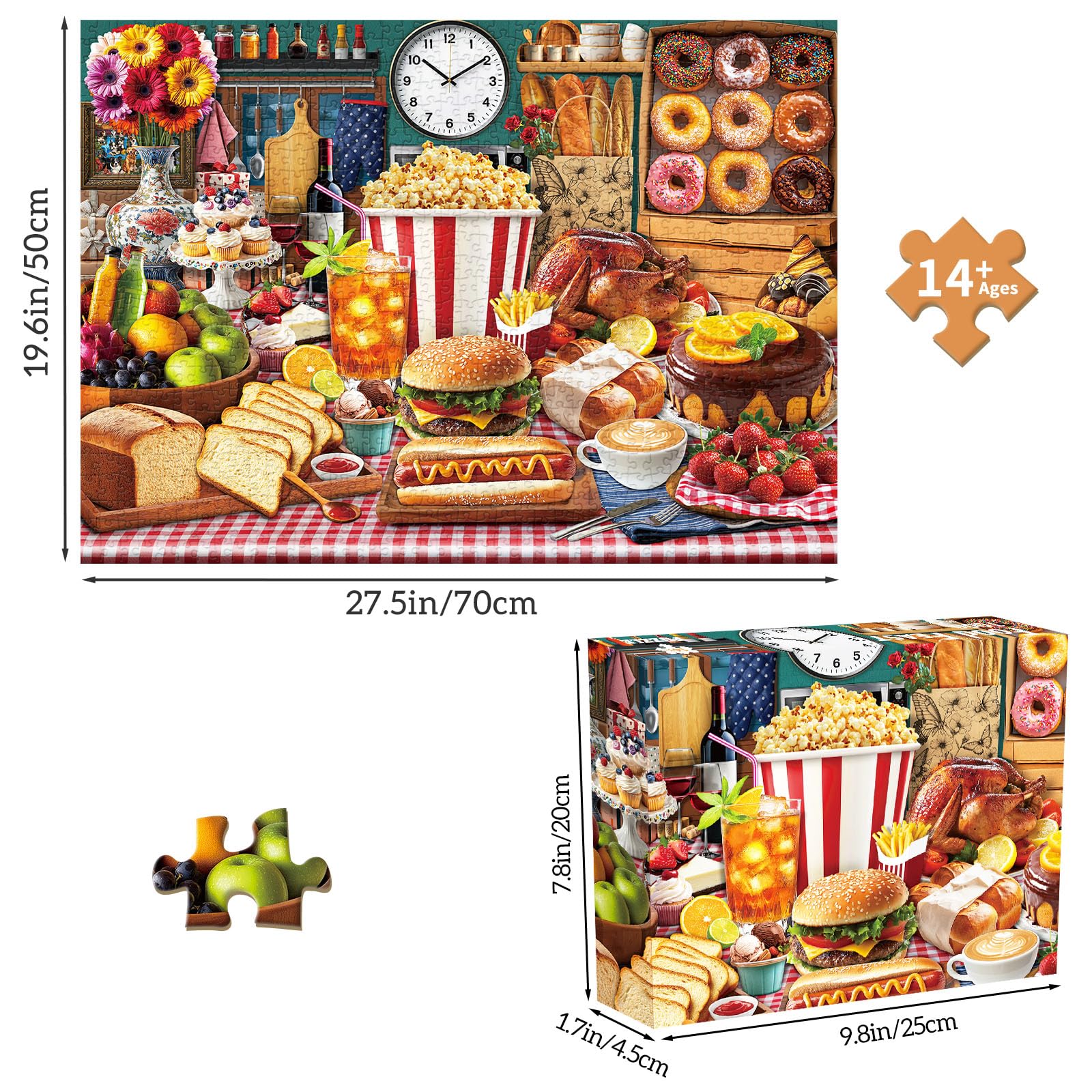 TangMosaic Food Feast finished layout on wall, vibrant decorative piece