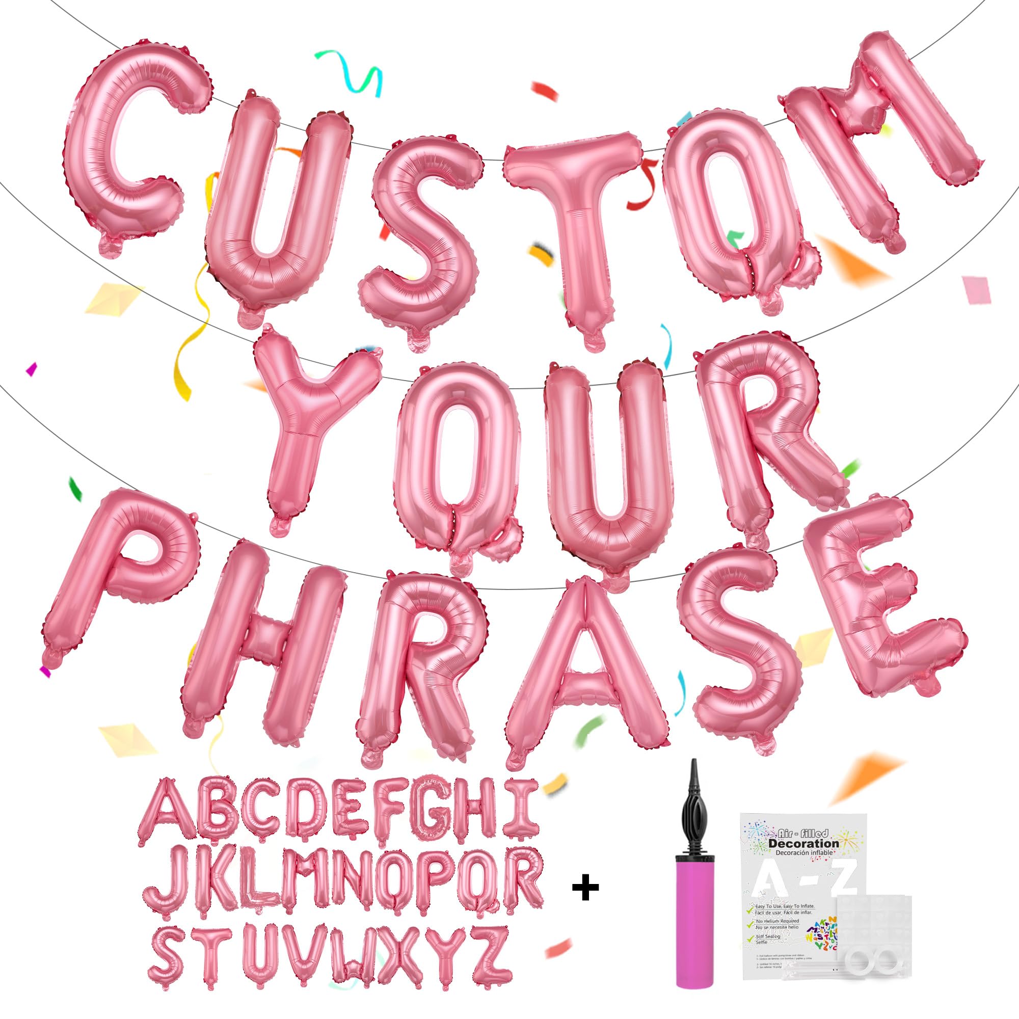 TangTuan 52-piece pink foil alphabet balloons for a colorful birthday banner