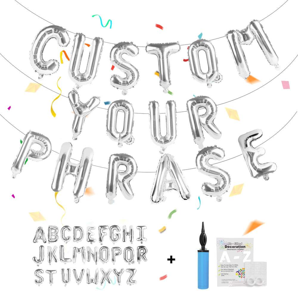 TangTuan 52pcs silver foil letter balloons for custom birthday banners.