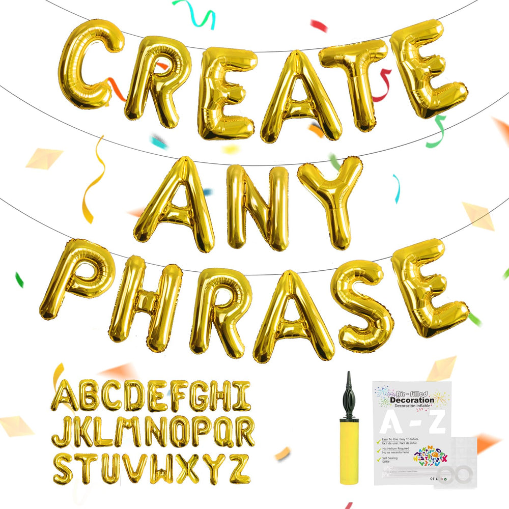 TangTuan gold foil letter balloons create a sparkling banner backdrop for celebrations.