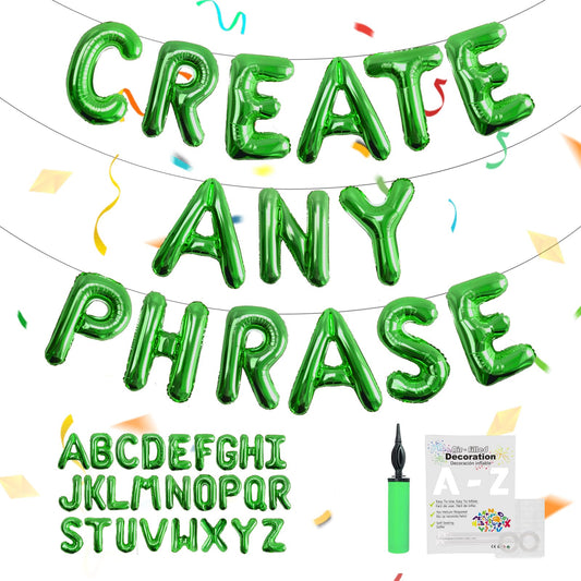 TangTuan green foil letter balloons in 16-inch size for bold birthday banners.