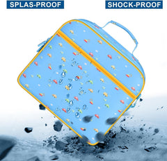 Tanmqin blue travel setup shows compact packing for trips.