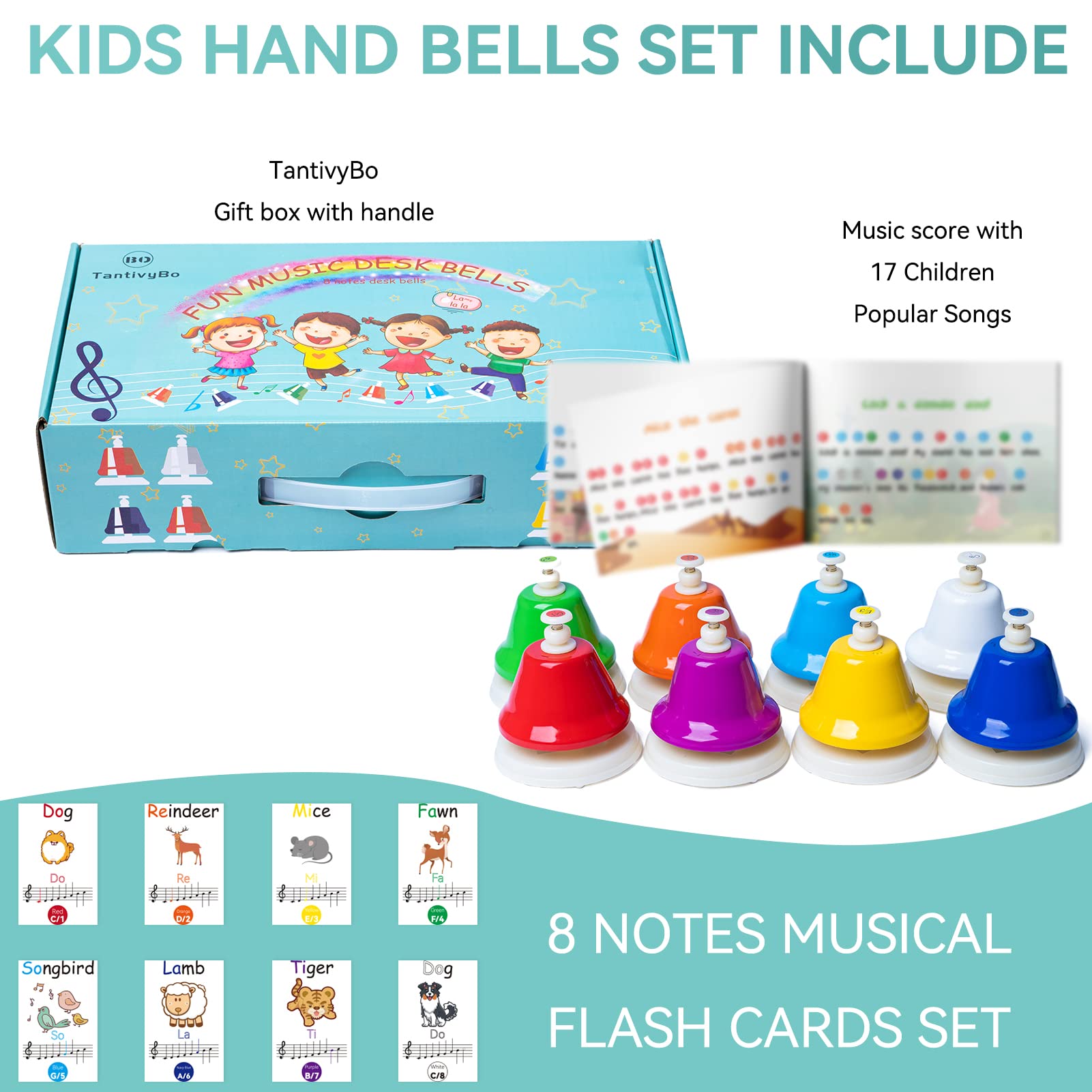 TantivyBo desk bells with note markings aid early scale learning
