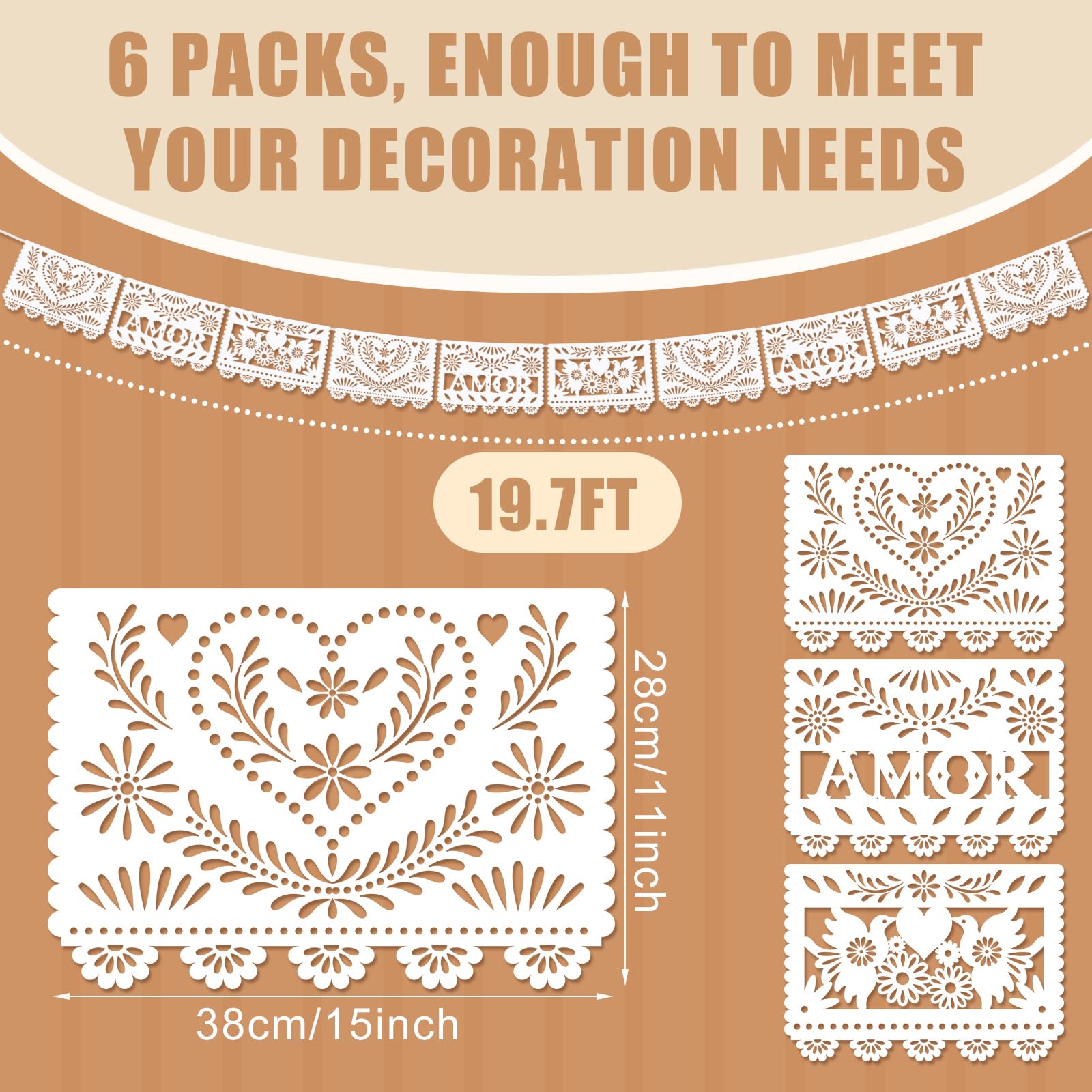 TaoBary paper-cut banner birds enhancing arches with Mexican style