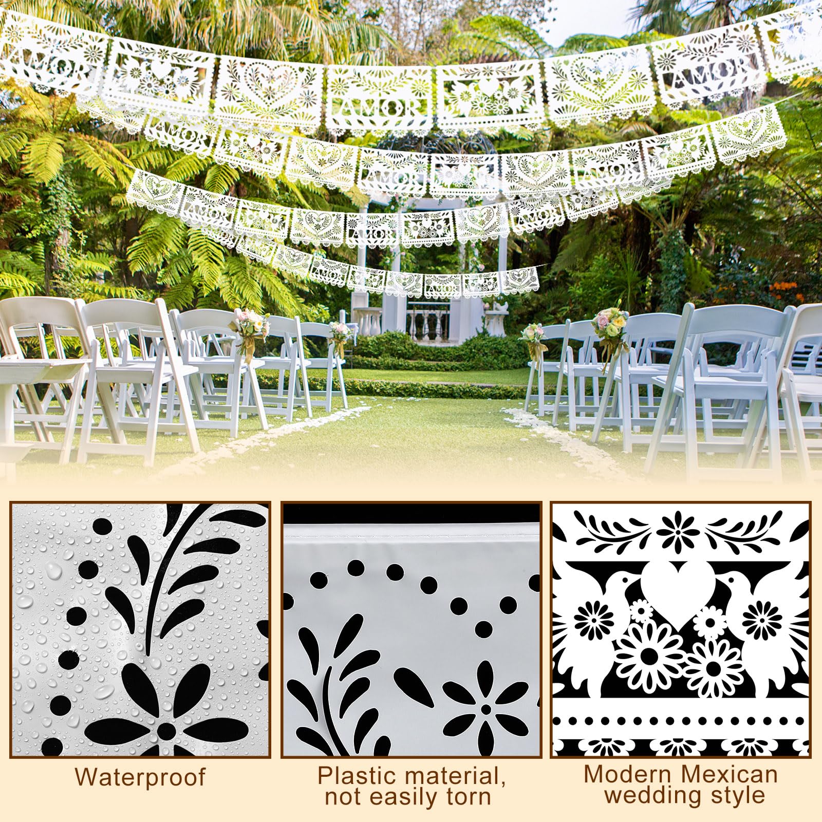 TaoBary paper-cut banner hearts for romantic ceremony ambiance