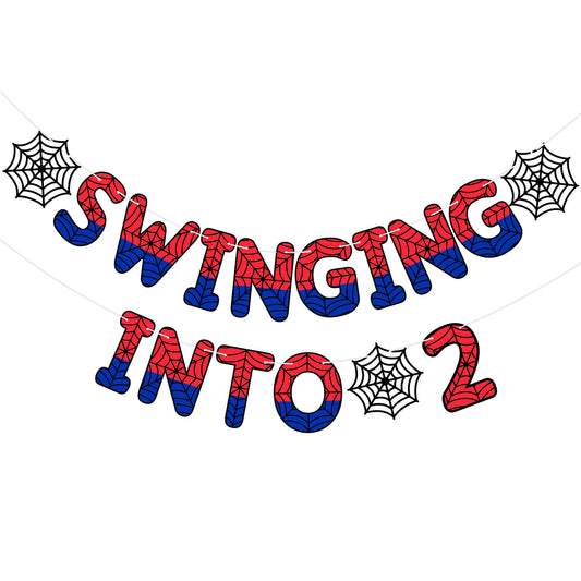 TaoBary Spider Theme 2nd Birthday Banner adds vibrant backdrop for a playful party.