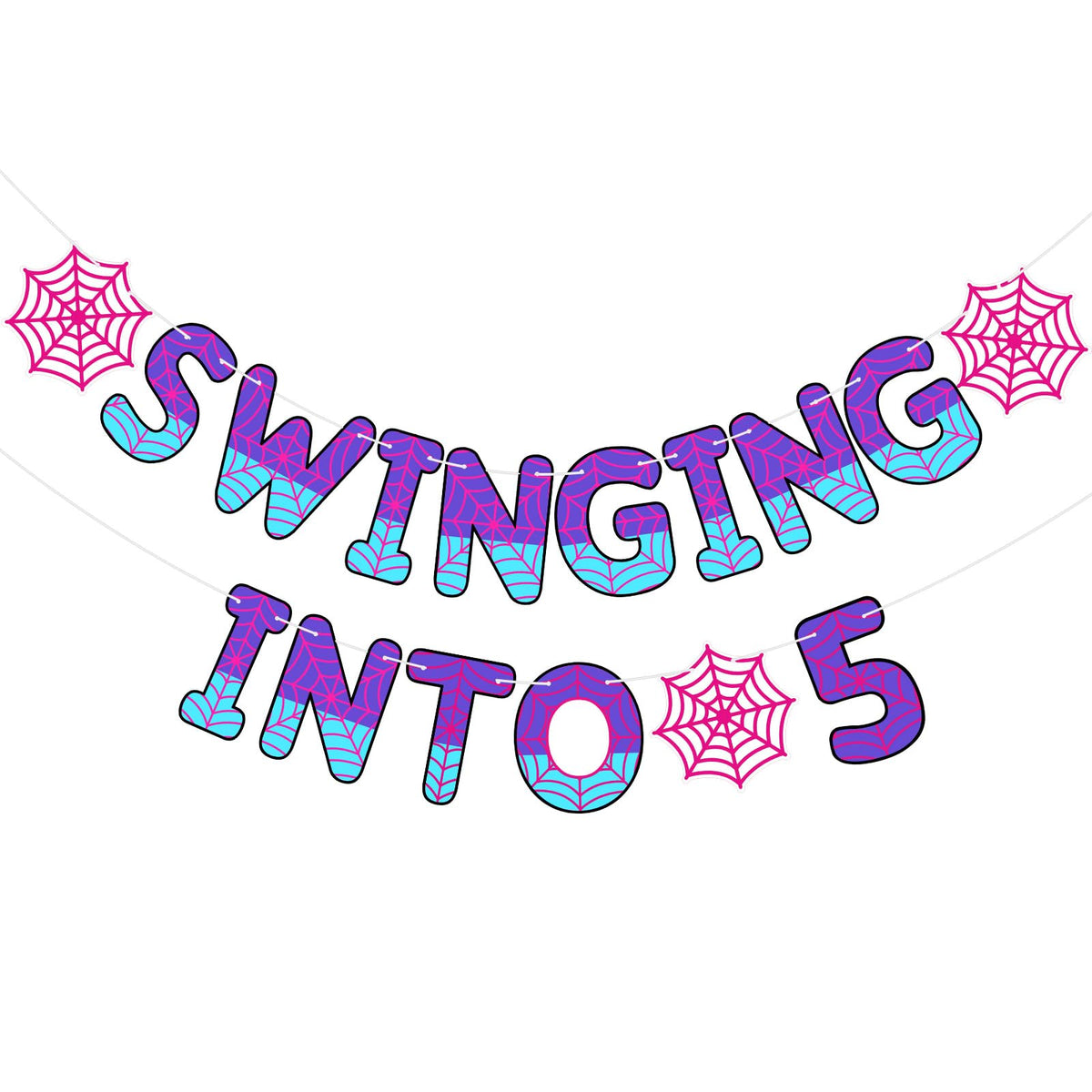 TaoBary spider-themed banner with bold colors for a memorable fifth birthday