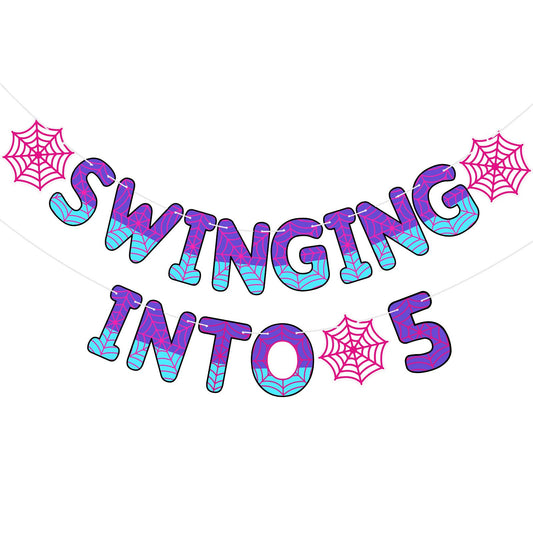 TaoBary spider-themed banner with bold colors for a memorable fifth birthday