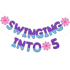 TaoBary spider-themed banner with bold colors for a memorable fifth birthday