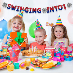 TaoBary Spider Theme Banner pictured with kids for memorable first birthday moments