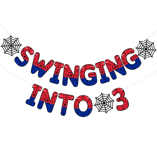 TaoBary Spider Theme banner Swinging into 3 for vibrant birthday photos.
