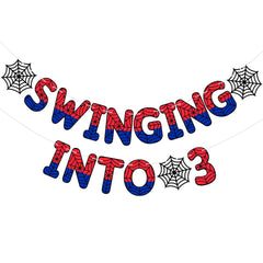 TaoBary Spider Theme banner Swinging into 3 for vibrant birthday photos.