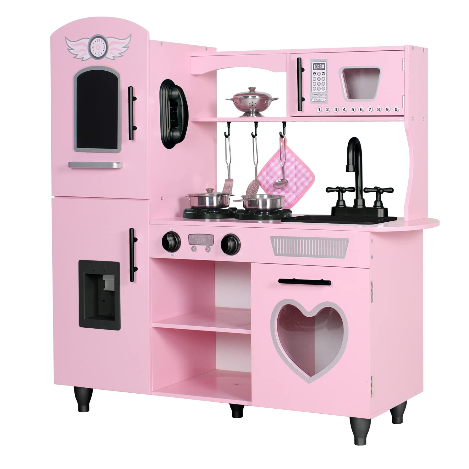 TaoHFE Play Kitchen pink playset invites independent play and family interaction
