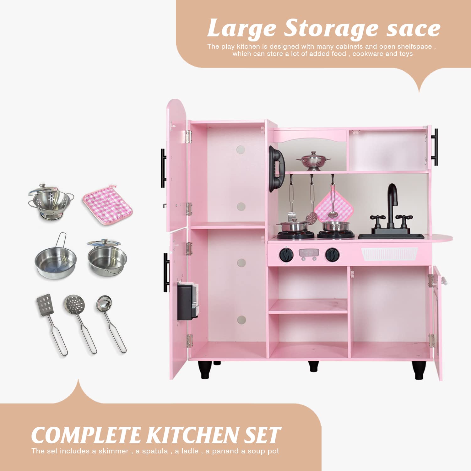 TaoHFE Play Kitchen pink stove-dials encourages interactive cooking pretend scenarios and fine motor work