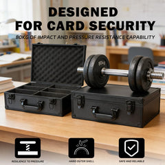 TAOPOWER Sports Card Storage Box interior supports raw cards, toploaders, and slabs in one system.