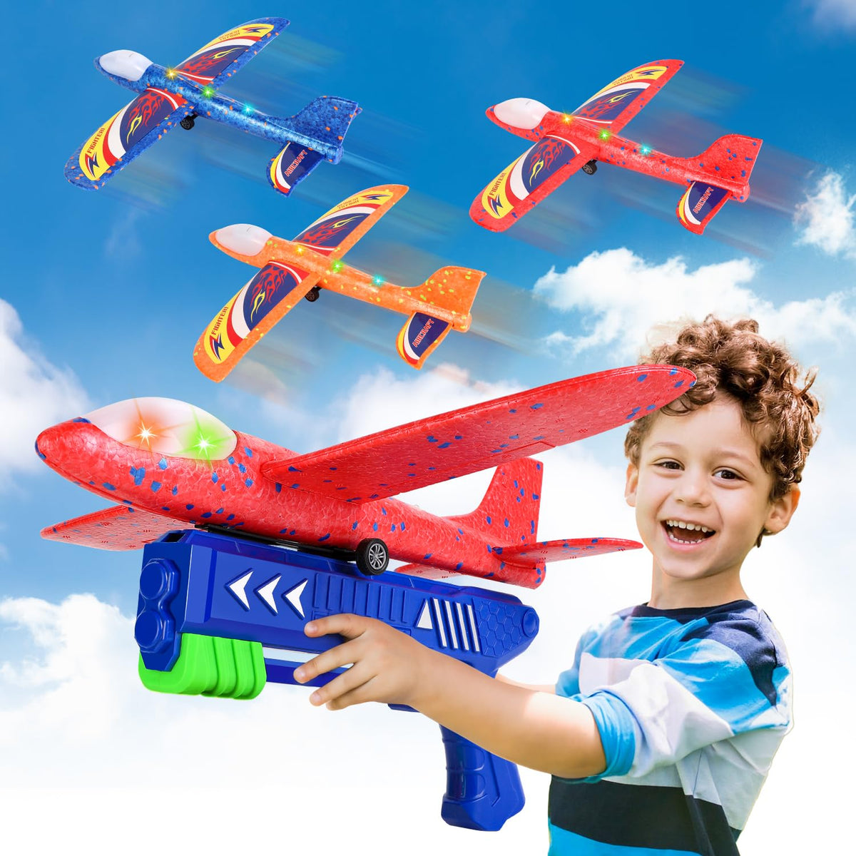 Taotendar airplane launcher toy pack with foam planes for creative outdoor play.