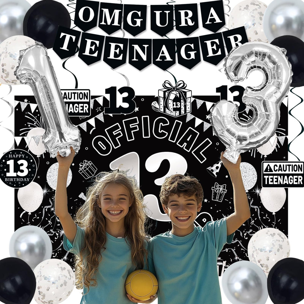 TAOTOSUNE 13th balloons 12 piece mix in black silver white