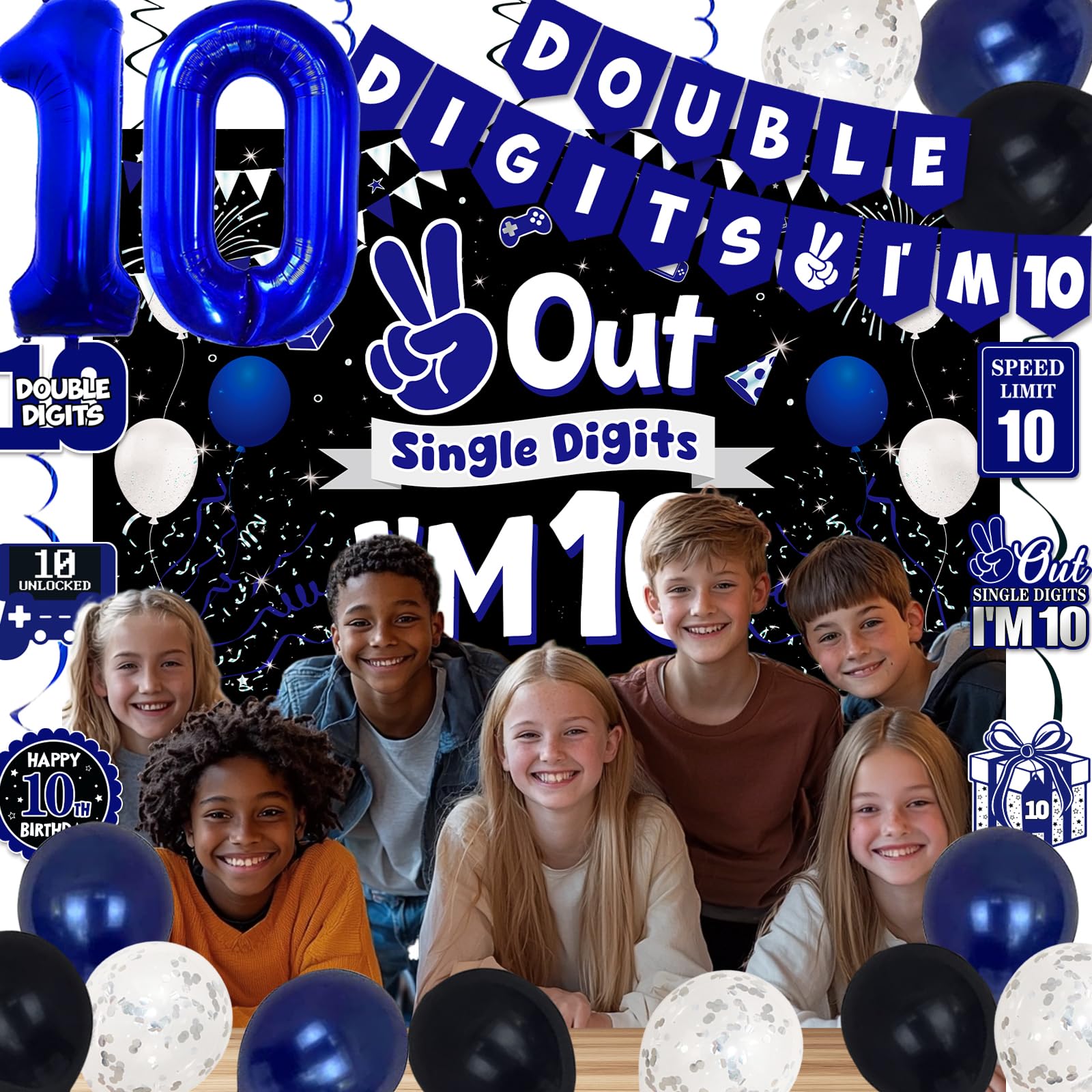 TAOTOSUNE blue 10 foil balloons 32 inch for a striking centerpiece.