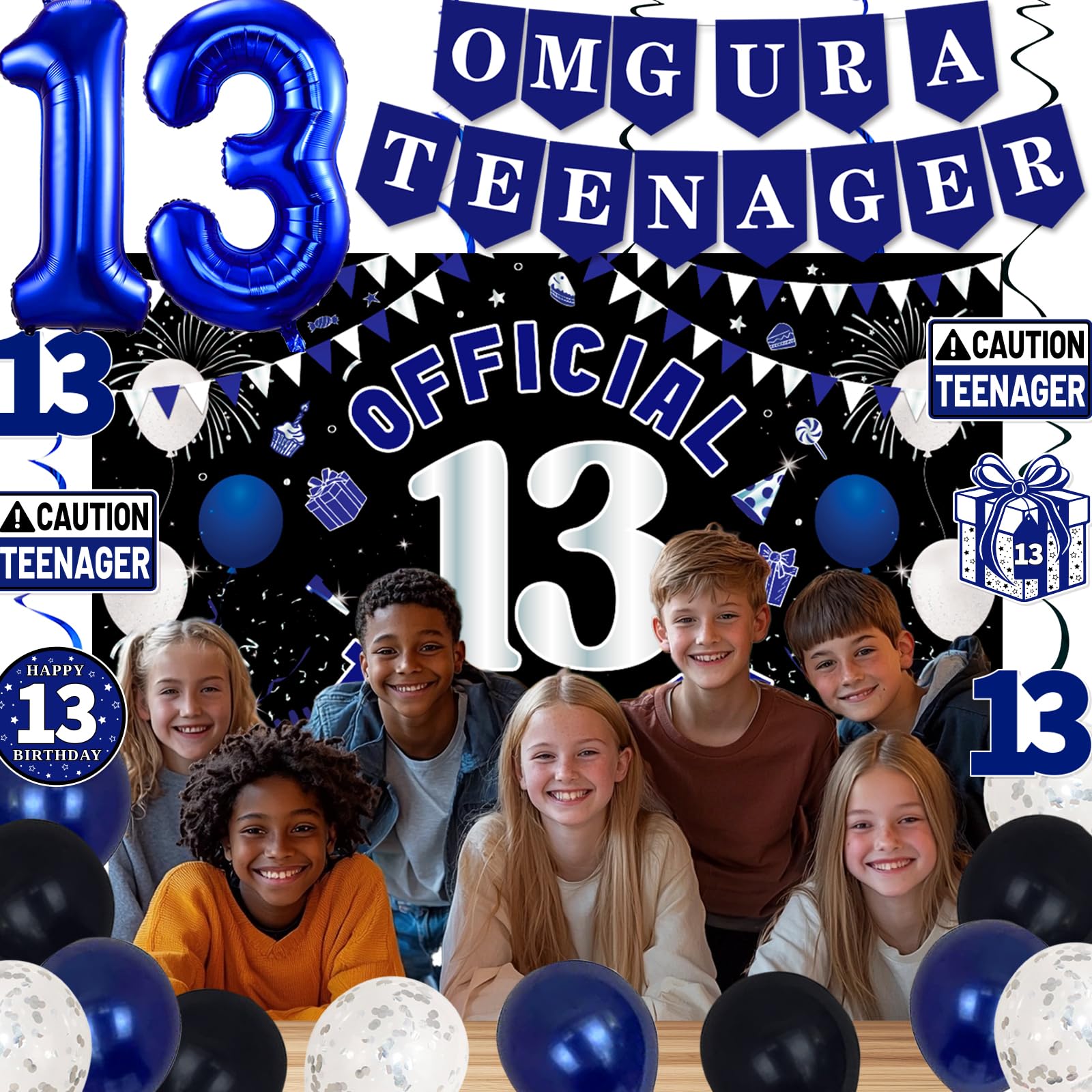 TAOTOSUNE blue 13 foil balloon as a festive focal point