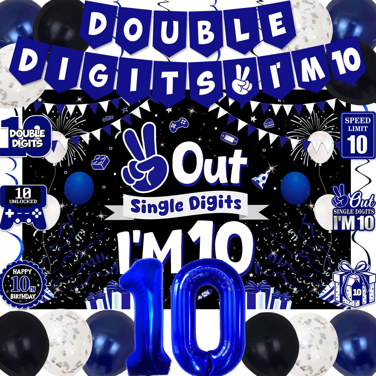 TAOTOSUNE double digits im-10 banner for a bold birthday backdrop.