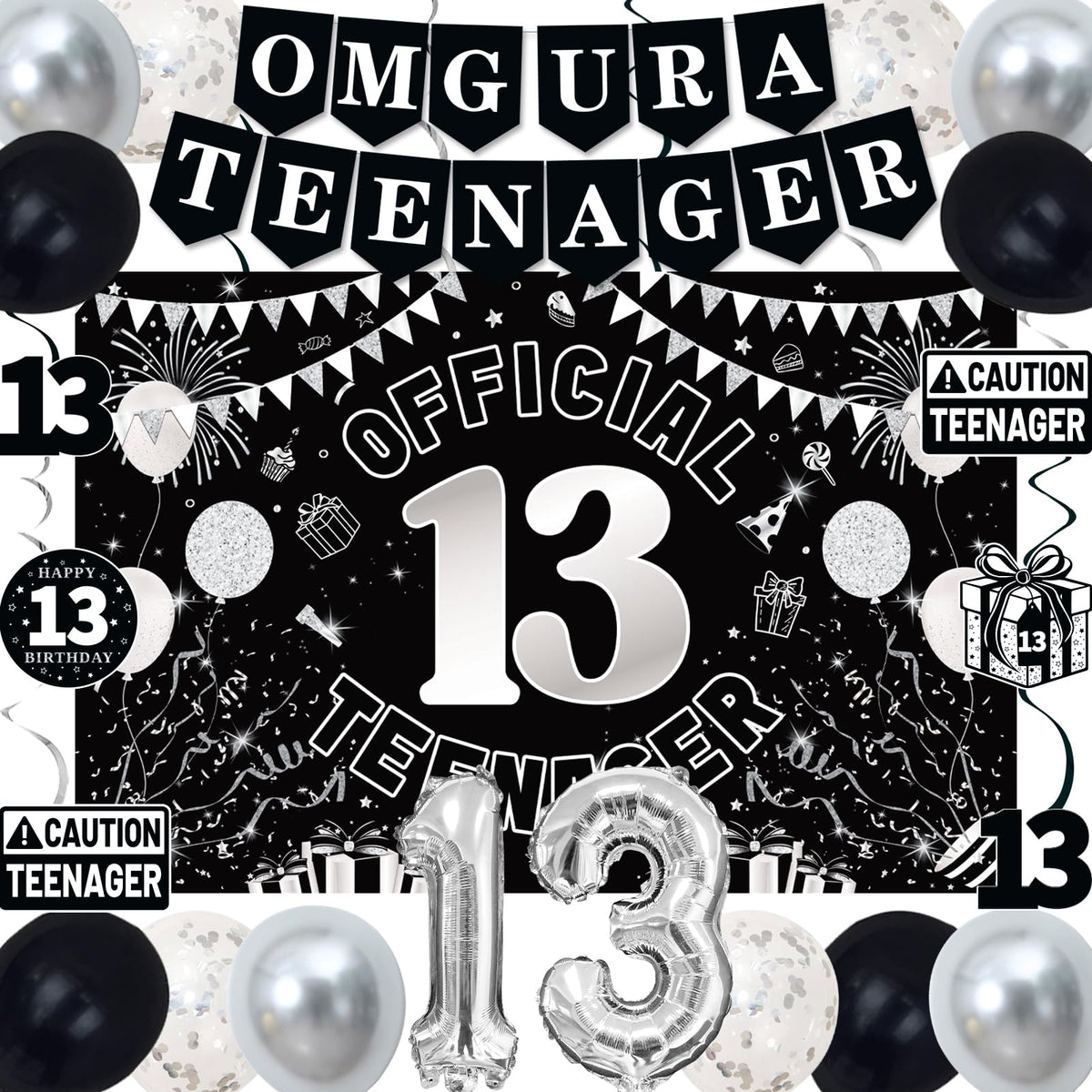 TAOTOSUNE OMG UR A TEENAGER banner for stylish 13th birthday celebrations