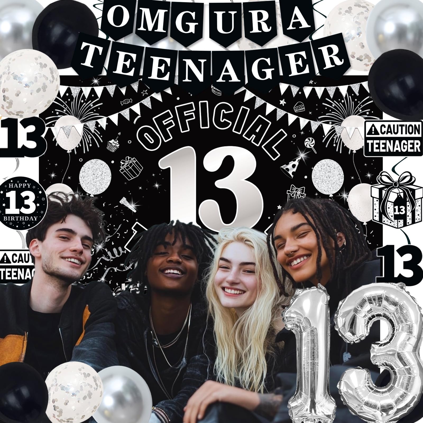 TAOTOSUNE silver 13 foil balloons add a shimmering focal point