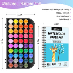 Taotree 12-page spiral watercolor pad provides sturdy support