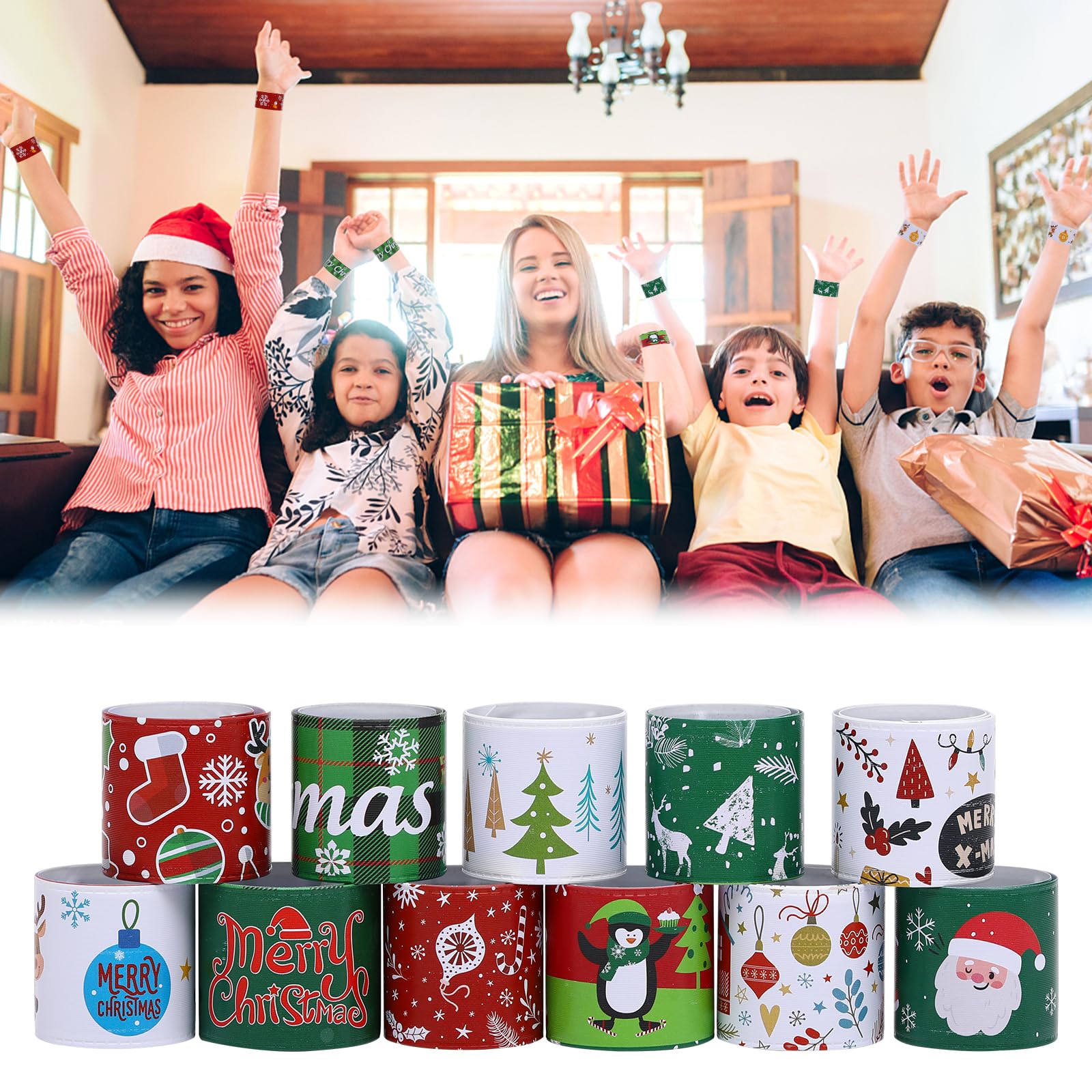 TAOVEN Christmas Slap Bracelet featuring Christmas tree design for gatherings.