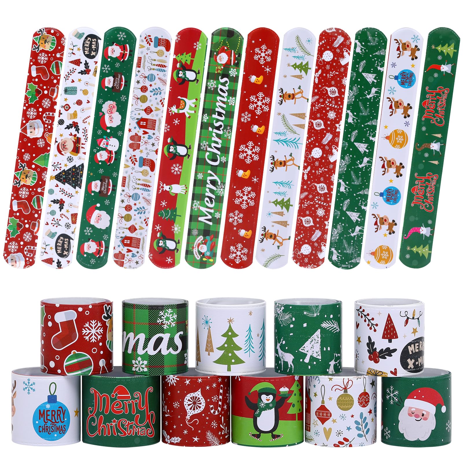 TAOVEN Christmas Slap Bracelet featuring Santa Claus, ideal for festive party favors.