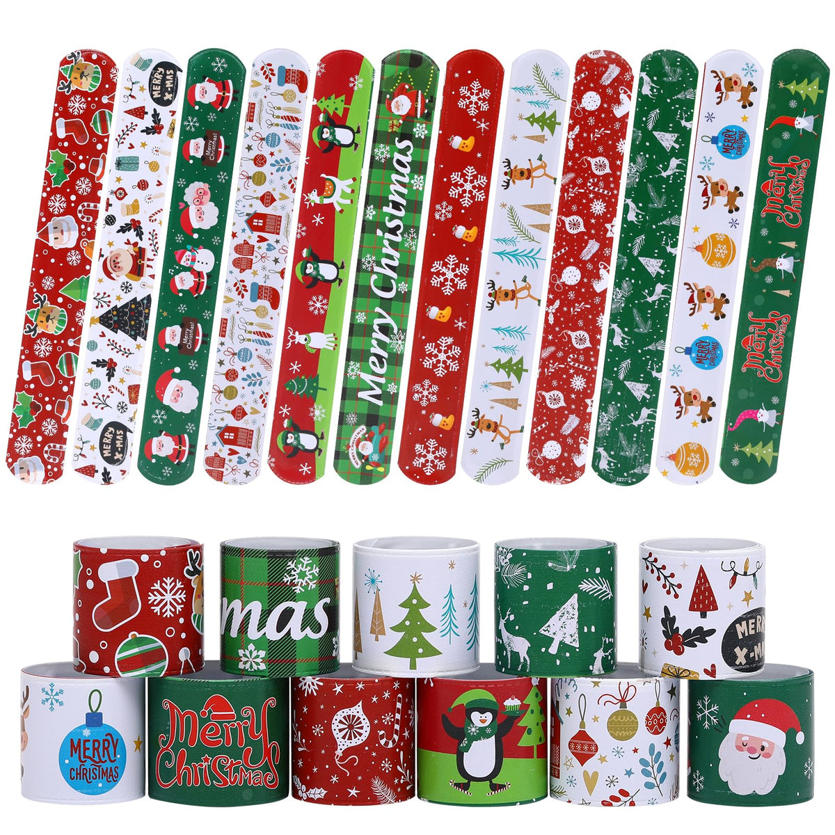 TAOVEN Christmas Slap Bracelet featuring Santa Claus, ideal for festive party favors.