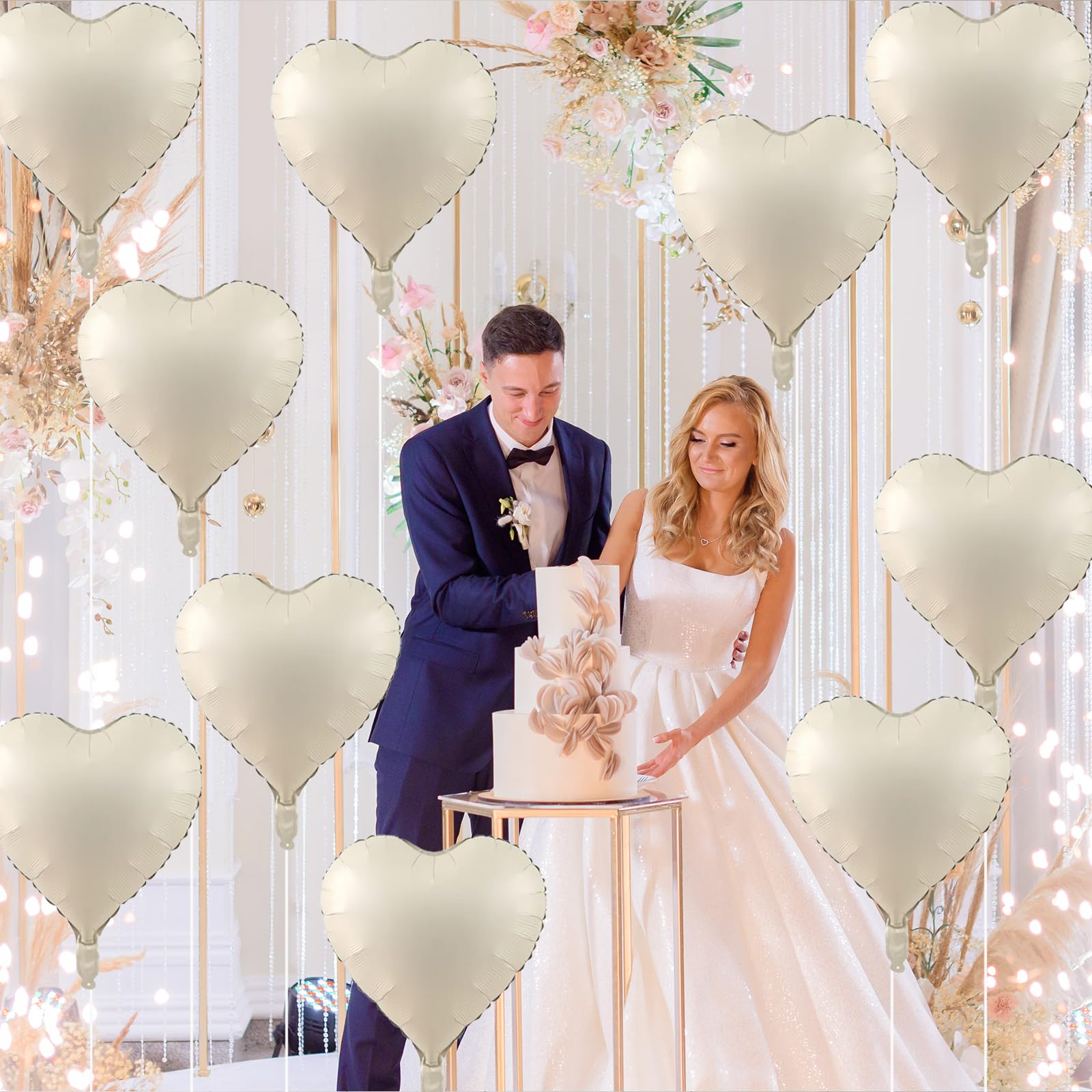 TAOYE beige heart balloons create soft ambiance at anniversaries