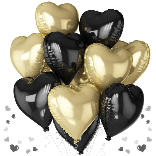 TAOYE black gold heart balloons 18 inch for elegant party decor