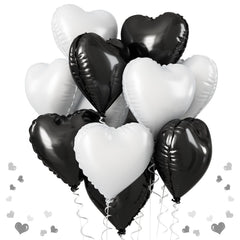TAOYE black white heart balloons set for festive decor and celebrations