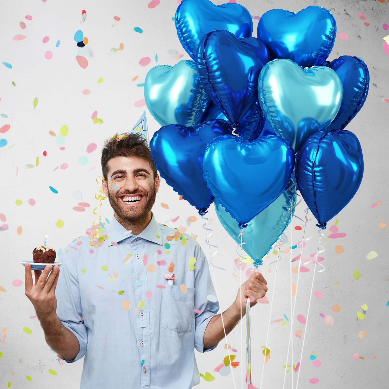 TAOYE blue heart balloons with ribbon pack ready-to-use party decor.