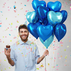 TAOYE blue heart balloons with ribbon pack ready-to-use party decor.