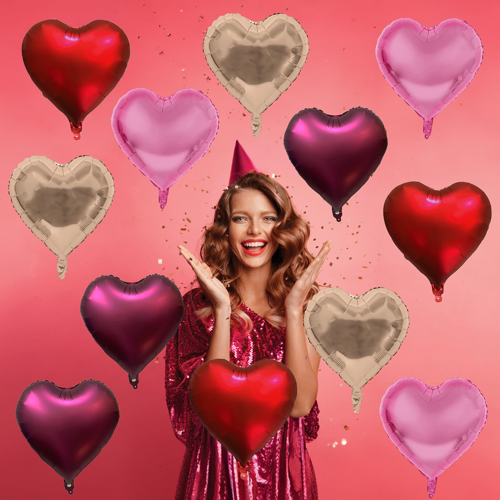 TAOYE burgundy heart balloon 18 inch perfect for bridal showers