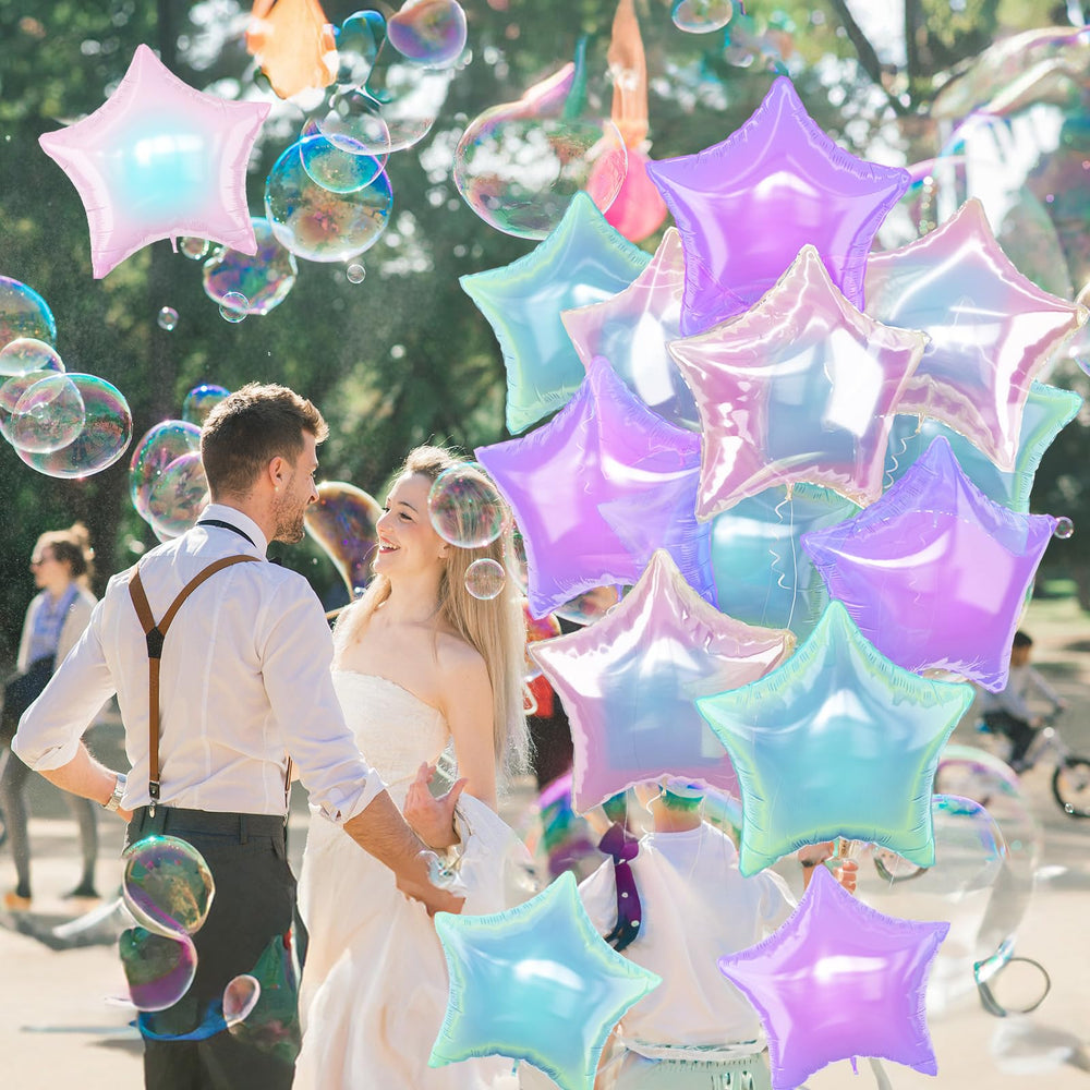 TAOYE clear foil star balloons glow as focal decor accents for events.