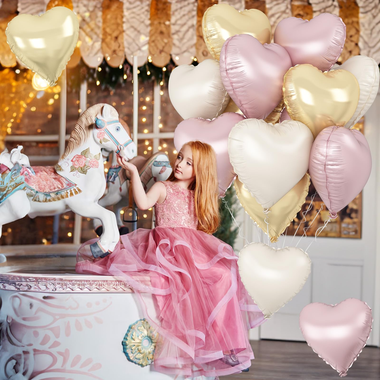 TAOYE cream heart foil balloon close-up versatile party decor.