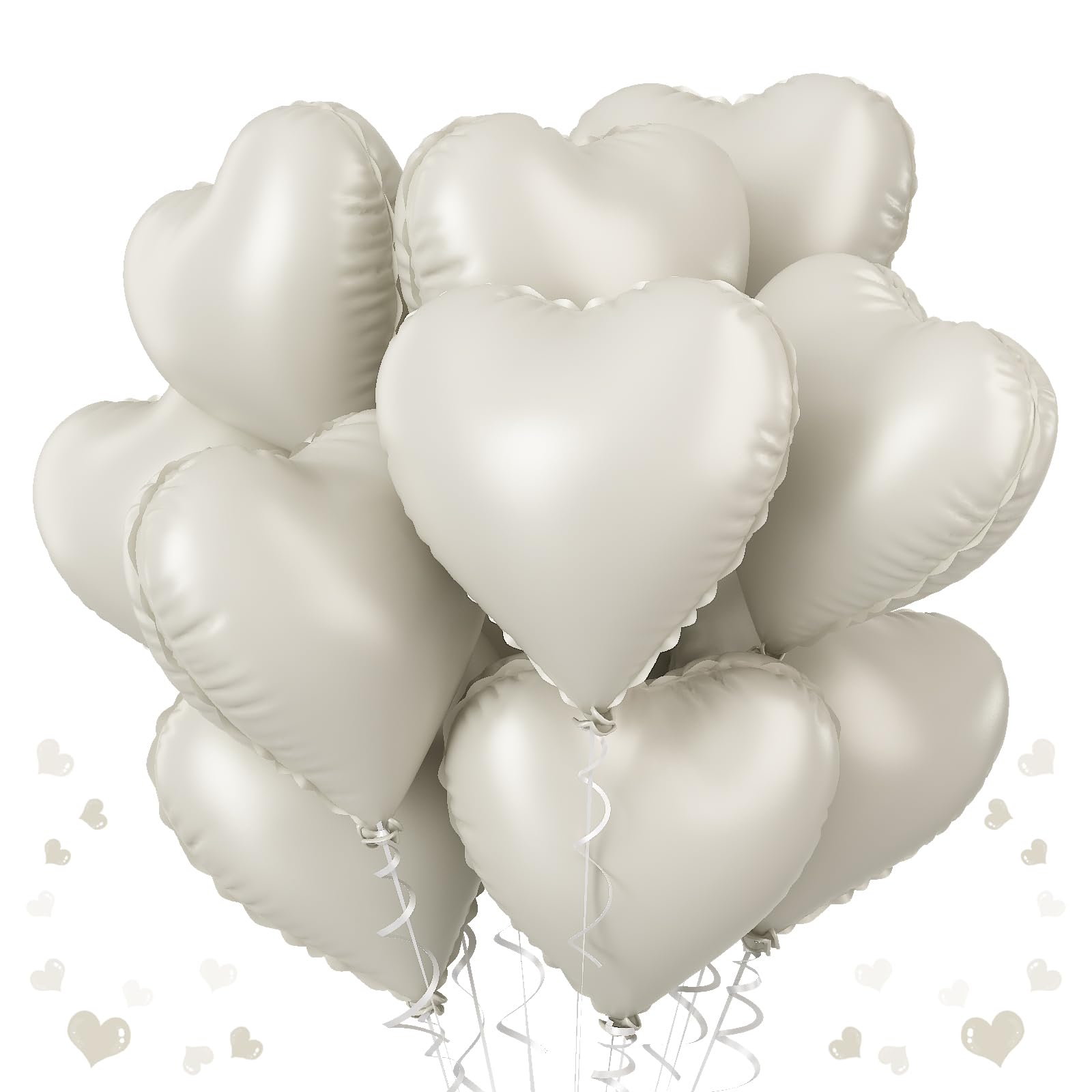 TAOYE cream heart foil balloons 18in pack12 for elegant wedding decor