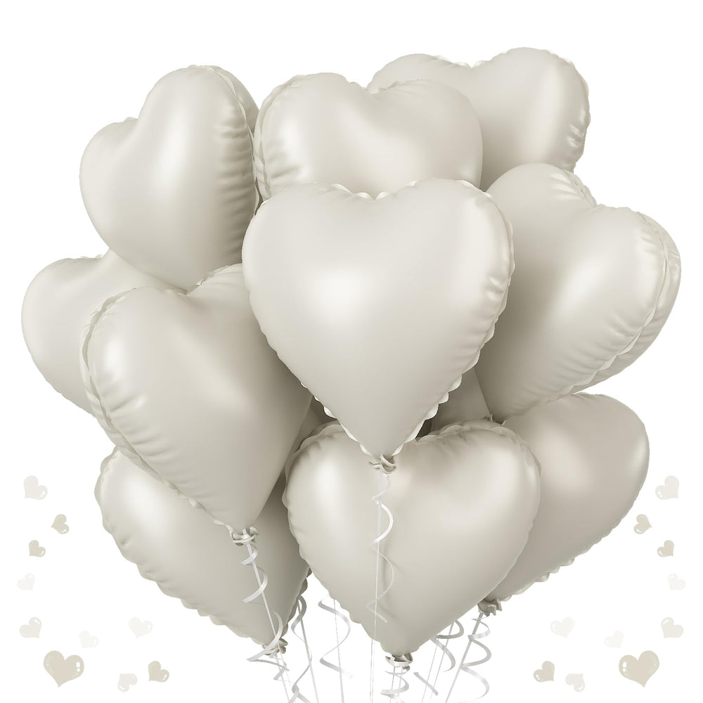 TAOYE cream heart foil balloons 18in pack12 for elegant wedding decor