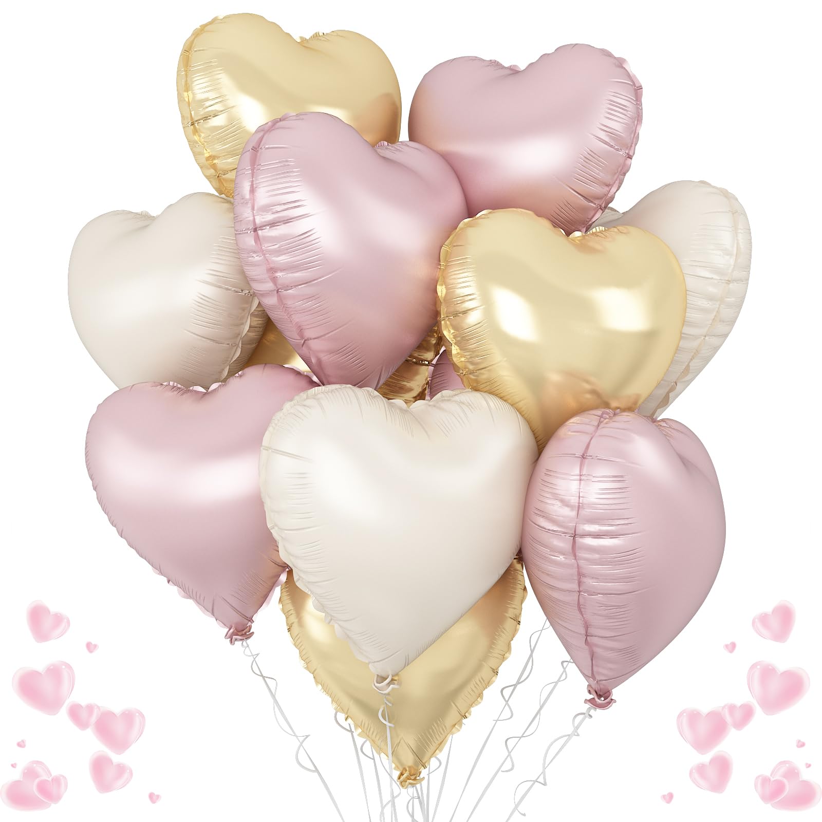 TAOYE dusty pink cream heart balloons 12pc set for chic party decor.