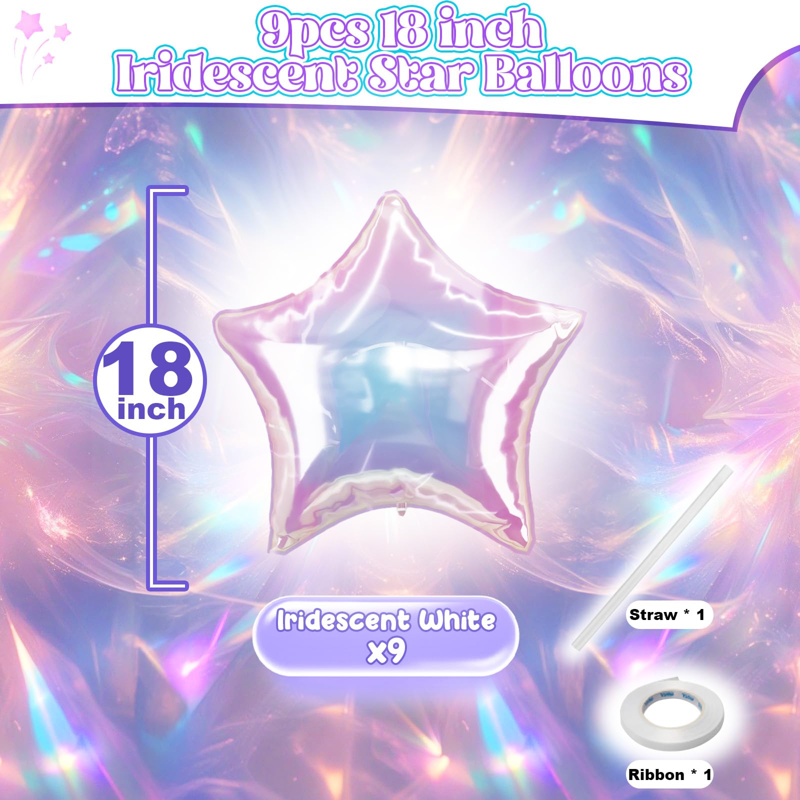 TAOYE gradient crystal star balloon with shimmering colors for photos