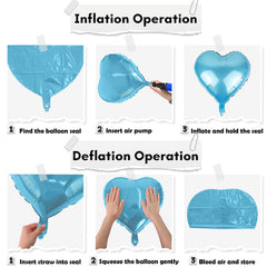 TAOYE heart foil balloon closeup shine highlights reflective finish for photos.