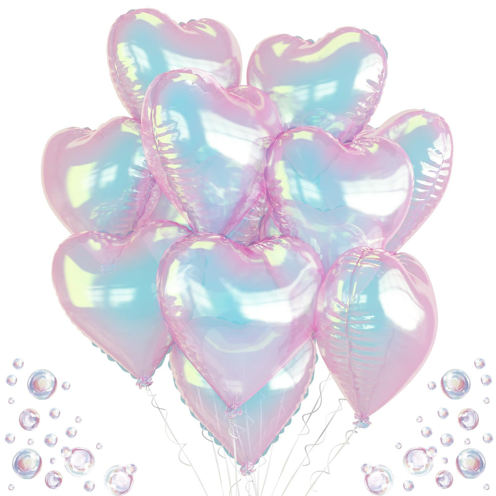 TAOYE Iridescent Heart Balloon 18in transparent shimmers with a rainbow glow for celebrations