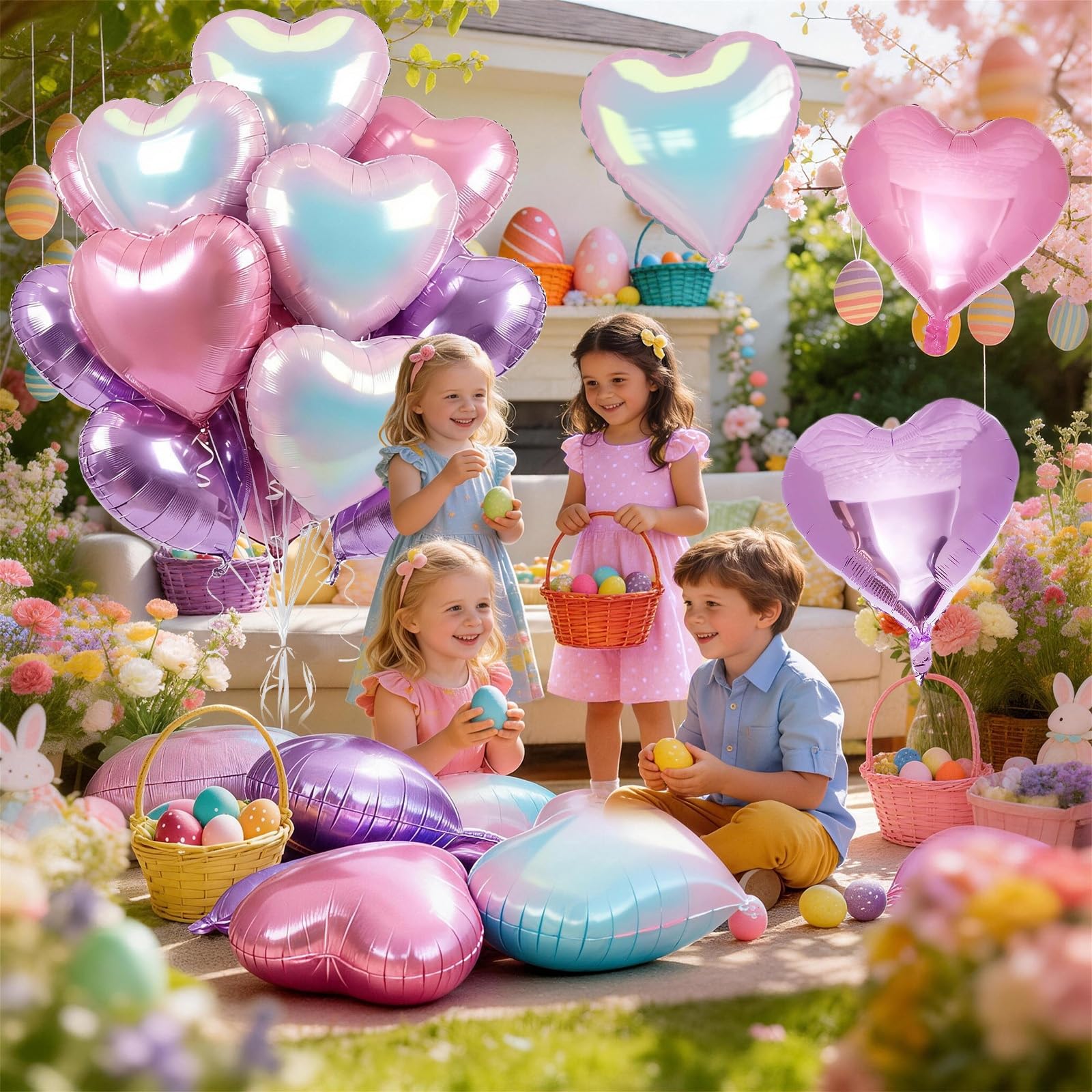 TAOYE iridescent heart balloon 18in catches light with sparkle
