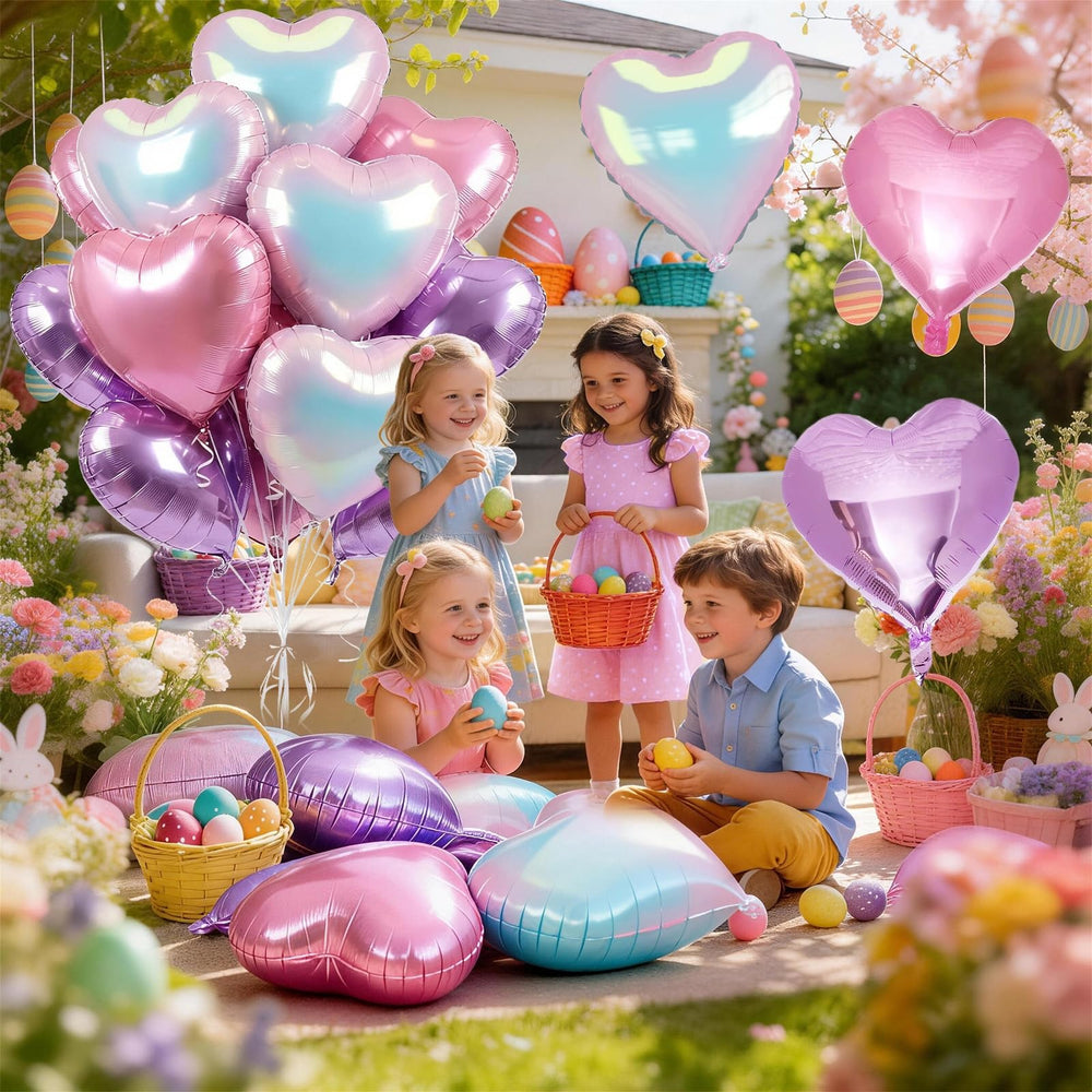 TAOYE iridescent heart balloon 18in catches light with sparkle