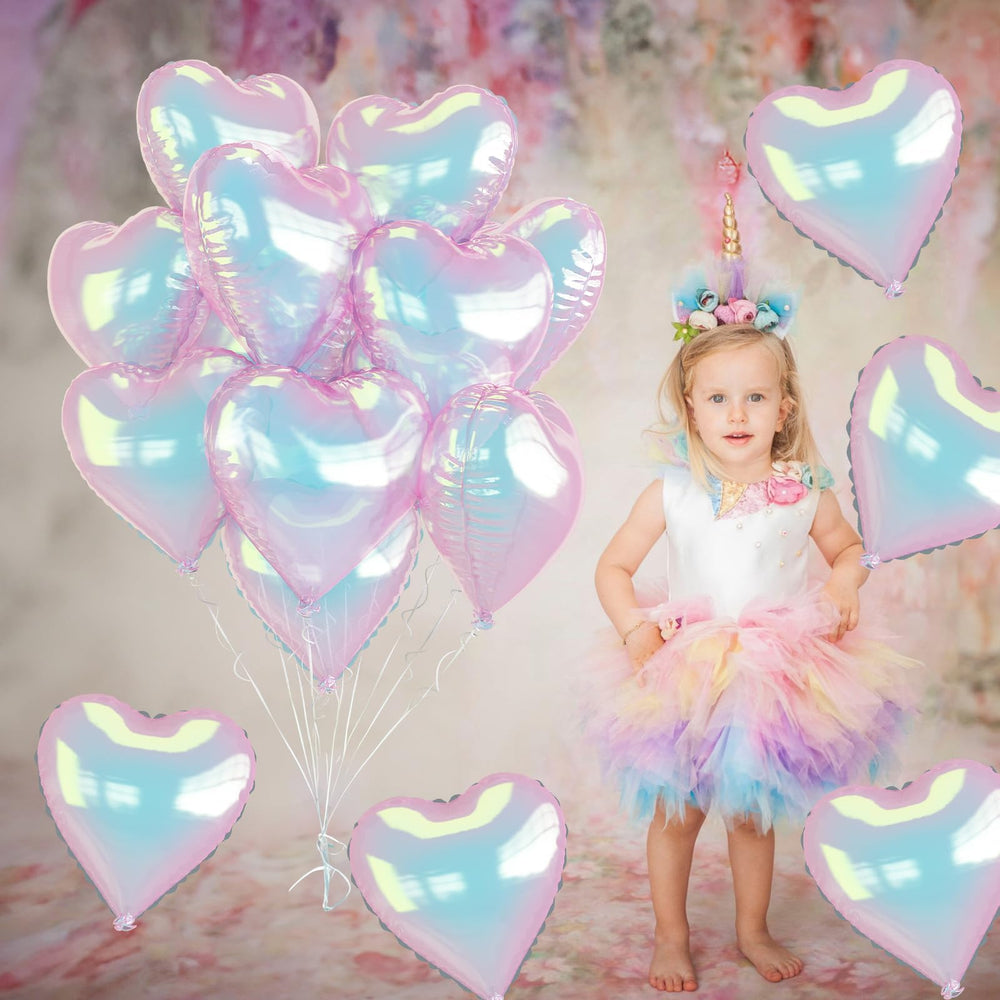 TAOYE birthday party decor features vibrant rainbow gradient on iridescent hearts